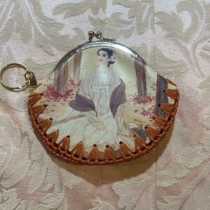 Vintage Style Coin Purse & key chain holder with Elegant Lady Design